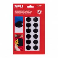 Apli Klittenband Rond Zelfklevend - d: 19 mm - Zwart - 12 stuk - #599572