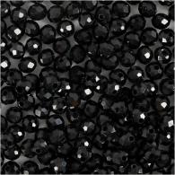 Creativ Company - CC Glas Facet Kralen 3x4 mm Metallic Zwart 100 stuks - #591172