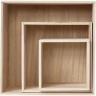 Creativ Company - CC Houten Showdozen Vierkant Set van 3 stuks h:15-28 - #590120
