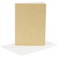 Creativ Company - CC Kaarten &amp; Enveloppen 10,5x15 cm Glitter Goud 4 stuks - #590788