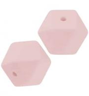Zeshoekige kraal uit silicoon voor speenketting 3pcs x 14mm, Roze - #527492